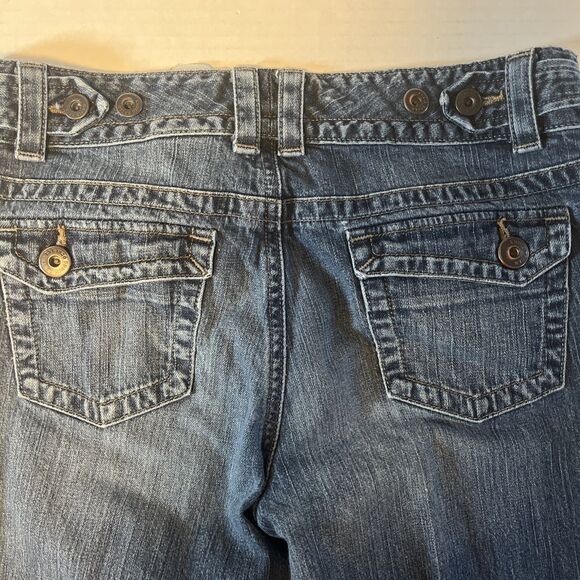 Eddie Bauer Blue Jeans Women 8R Medium Wash Adjustable Waist Mid Rise Wide Leg - Picture 6 of 9